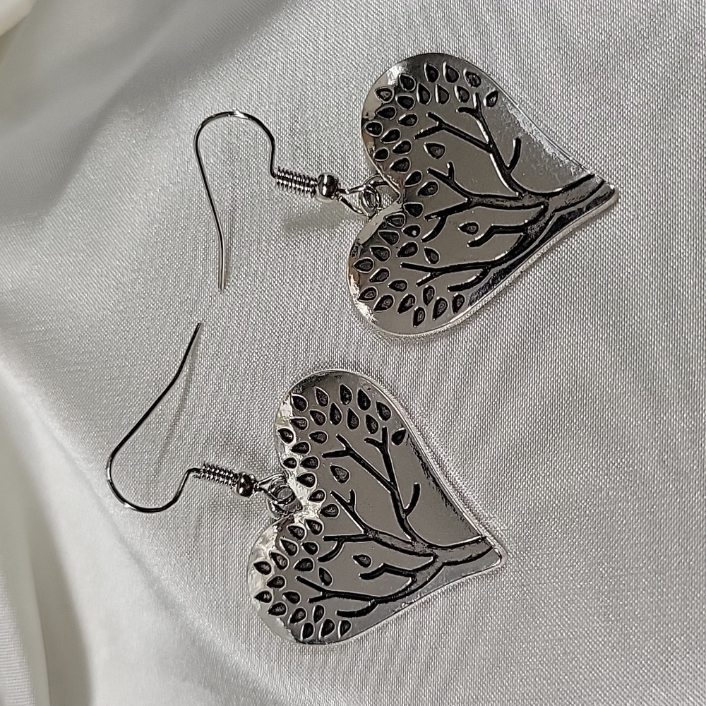 Nature's Beauty Heart and Tree Drop Earrings - Picture 6 of 6